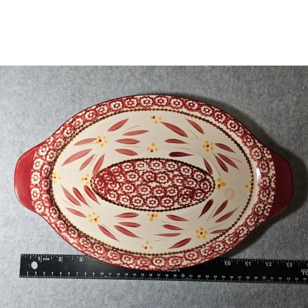 Temp-tations by Tara Old World Cranberry Red Oval Serving Platter 13
